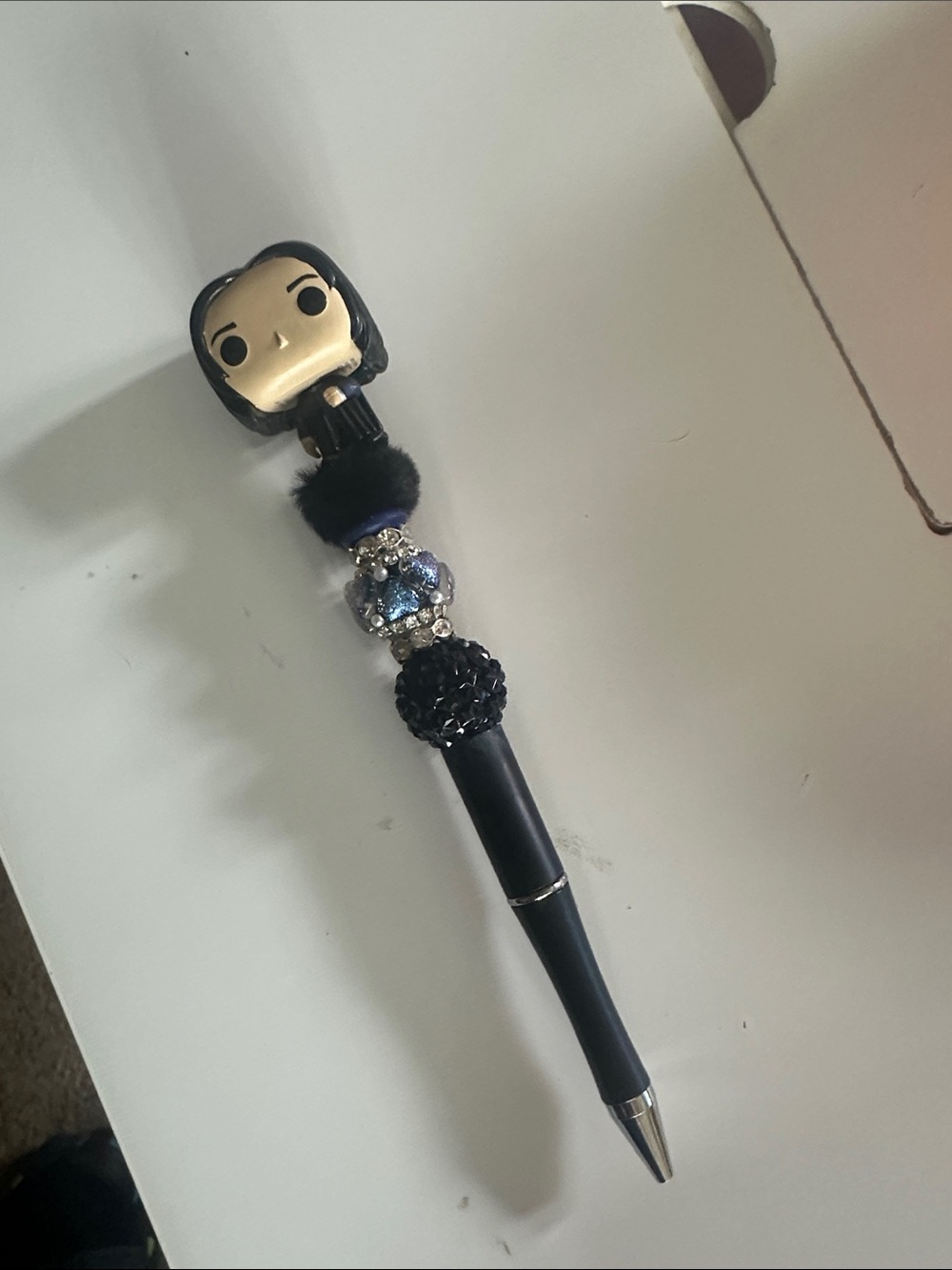 Black Decorative Beaded Ballpoint Pen - Stylish Home Office Accessory